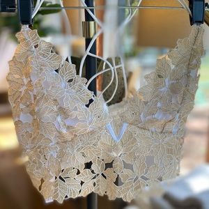 Free people exclusive shimmer gold and white lace bralette - size XS